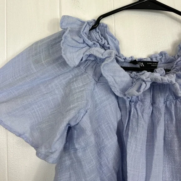 Zara Cotton Ruffled Off The Shoulder Top Sz XS - Picture 6 of 8